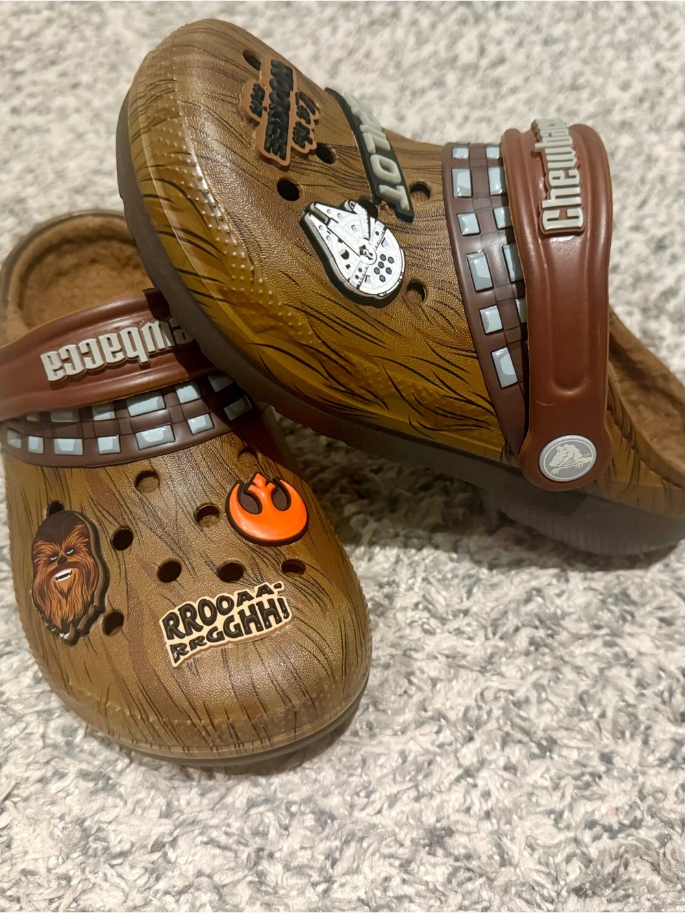 CROCS Kids Star Wars Chewbacca Brown Faux Fur Print Clog Sandals
